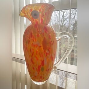 Handblown Glass Parrot Pitcher – Yellow Multicolor